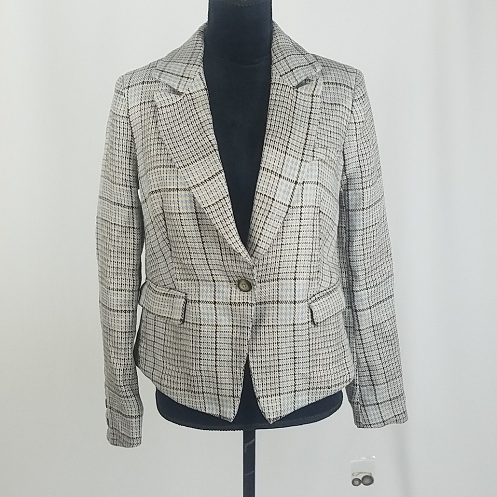 Free People XS Chess blazer career linen academia Collegiate Preppy teacher